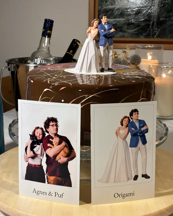 Vytištěná figurka: Agnes & Puf, na našem ukázkovém dortu