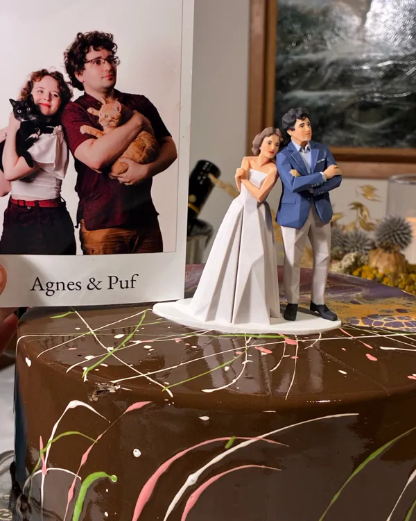 Vytištěná figurka: Agnes & Puf, na našem ukázkovém dortu