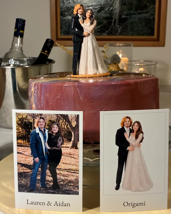 Vytištěná figurka: Lauren & Aidan, na našem ukázkovém dortu