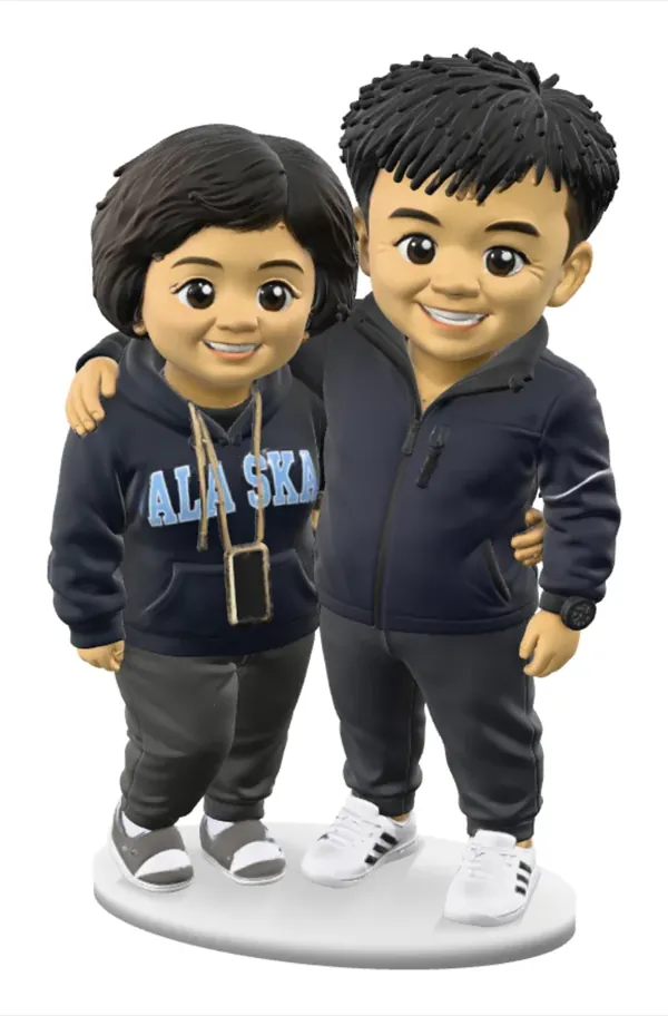 3D náhled figurky: rodiče, které obdarovala Nicole, Původní póza. Jejich volba