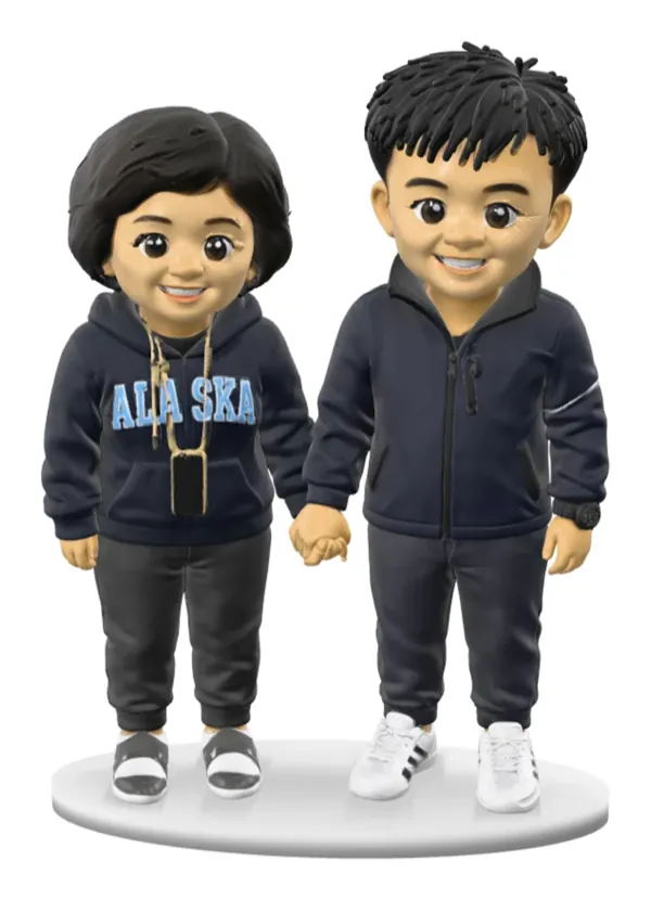 3D náhled figurky: rodiče, které obdarovala Nicole, Držení za ruce