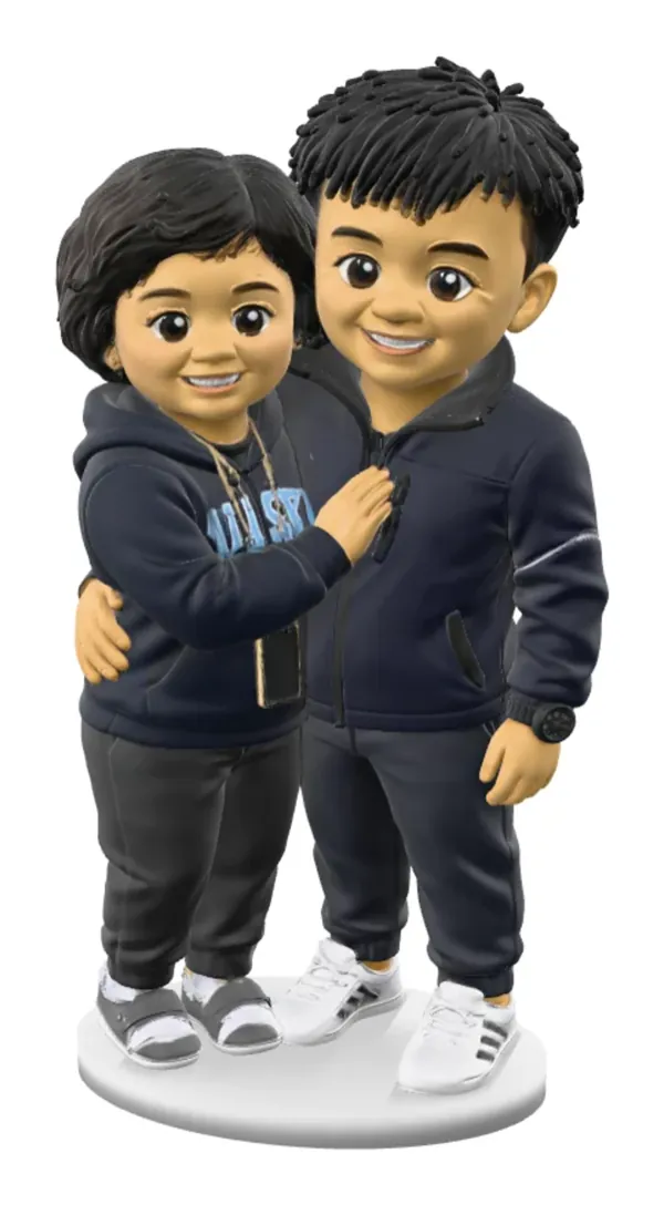 3D náhled figurky: rodiče, které obdarovala Nicole, Objetí z boku